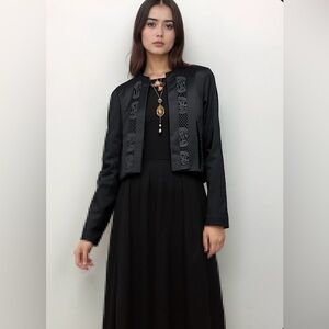 John Galliano Vintage 2002 Silk & Wool Blazer Jacket Black Sz 8 Made in France